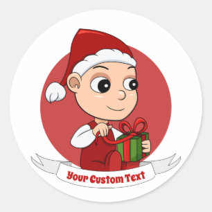 Cute Christmas baby cartoon Classic Round Sticker