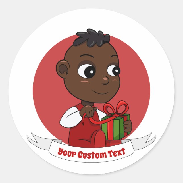 Cute Christmas baby cartoon Classic Round Sticker (Front)