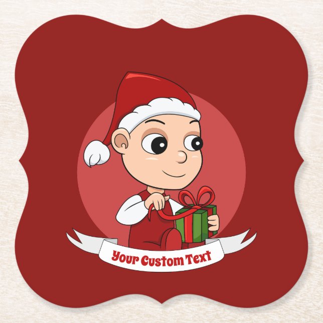 Cute Christmas baby cartoon Paper Coaster (Front)