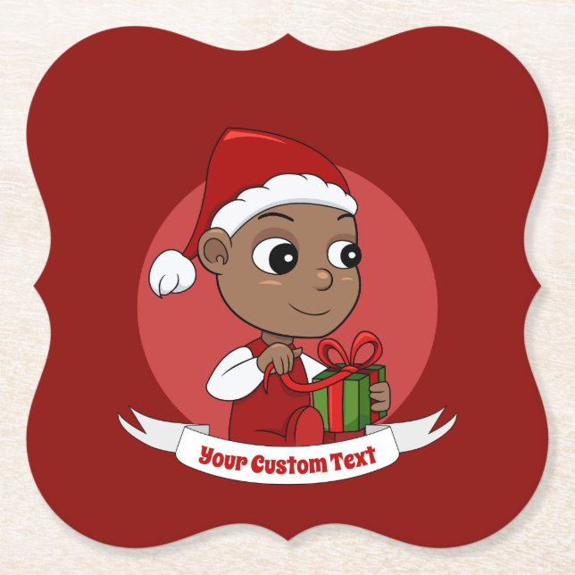 Cute Christmas baby cartoon Paper Coaster (Front)