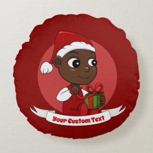 Cute Christmas baby cartoon Round Pillow