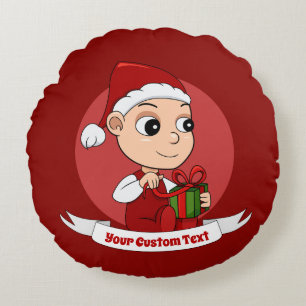 Cute Christmas baby cartoon Round Pillow