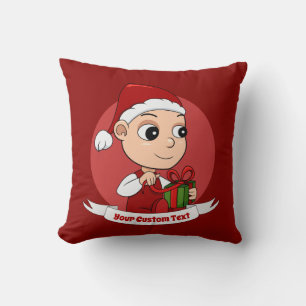 Cute Christmas baby cartoon Throw Pillow