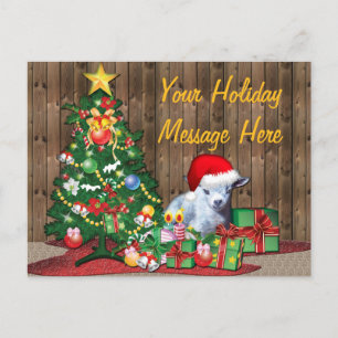 Cute Christmas Baby Goat Holiday Postcard