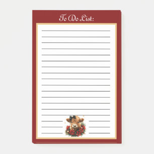 Cute Christmas Baby Highland Calf To Do List Post-it Notes