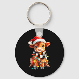 Cute Christmas Baby Highland Cow F Thanksgiving Key Ring