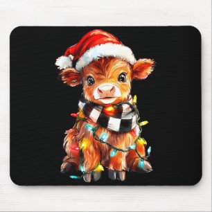 Cute Christmas Baby Highland Cow F Thanksgiving Mouse Pad