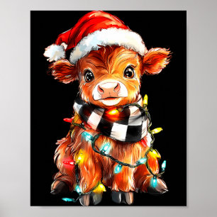 Cute Christmas Baby Highland Cow F Thanksgiving Poster