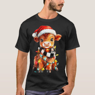 Cute Christmas Baby Highland Cow F Thanksgiving T-Shirt