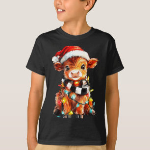 Cute Christmas Baby Highland Cow F Thanksgiving  T-Shirt