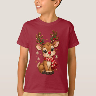 Cute Christmas Baby Reindeer Kids T-Shirt