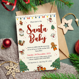 Cute Christmas Baby Shower Invitation