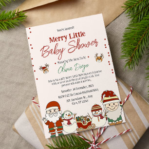Cute Christmas Baby Shower Invitation