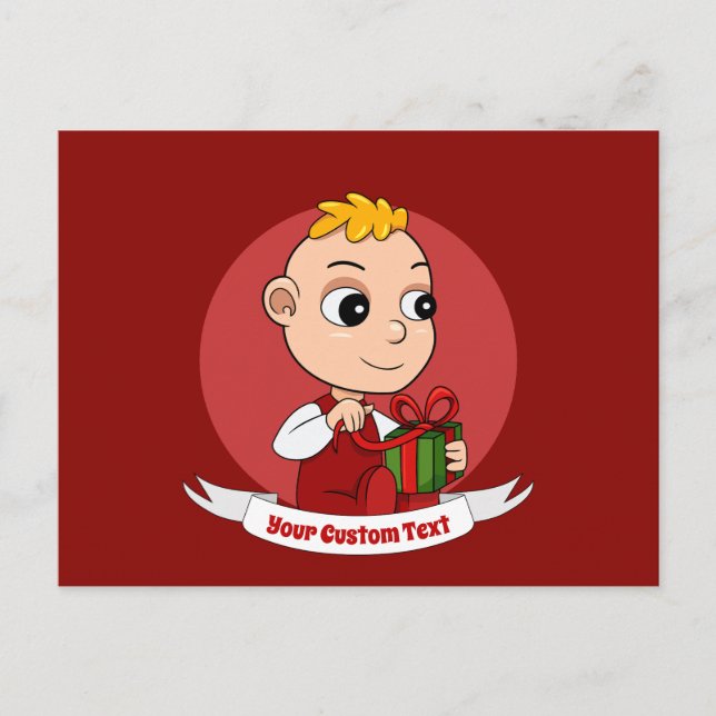 Cute Christmas baby with blonde hair cartoon Postcard (Front)