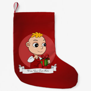 Cute Christmas baby with blonde hair cartoon Small Christmas Stocking