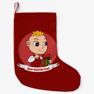 Cute Christmas baby with blonde hair cartoon Small Christmas Stocking