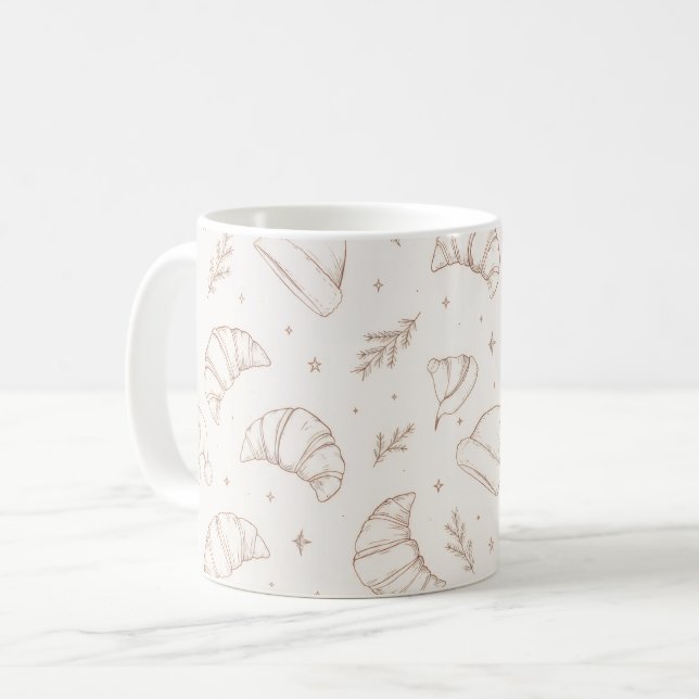 Cute christmas bakery croissant pattern coffee mug (Front Left)