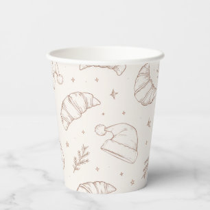 Cute christmas bakery croissant pattern paper cups
