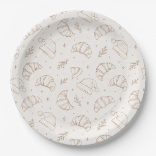 Cute christmas bakery croissant pattern paper plate
