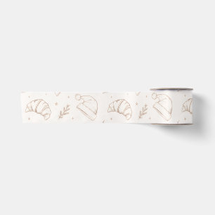 Cute christmas bakery croissant pattern satin ribbon