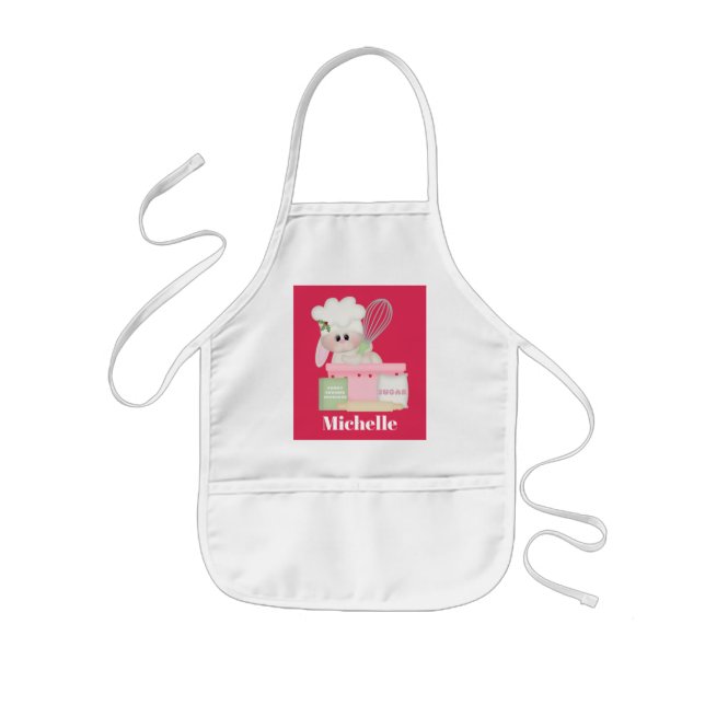 Cute Christmas baking bunny add name apron (Front)