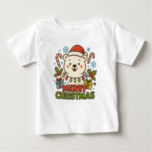 Cute Christmas Bear Illustration Baby T-Shirt