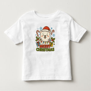Cute Christmas Bear Illustration Toddler T-Shirt