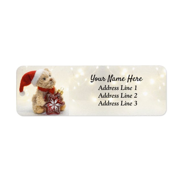 Cute Christmas Bear Return Address Label (Front)
