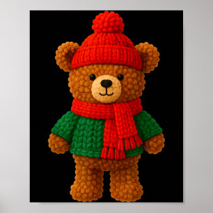 Cute Christmas Bear Winter Snow Poster