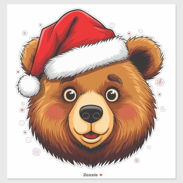 Cute Christmas Bear With Santa Hat (Sheet)