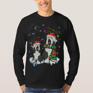 Cute Christmas Bearded Collie Santa Hats Reindeer  T-Shirt