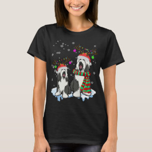Cute Christmas Bearded Collie Santa Hats Reindeer T-Shirt