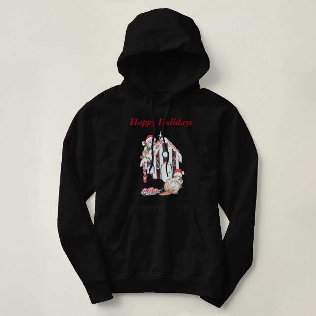 Cute Christmas Beaver Chalet Happy Holidays Design Hoodie (Design Front)