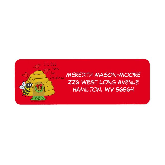 Cute Christmas Bee Funny Holiday Cartoon (Front)