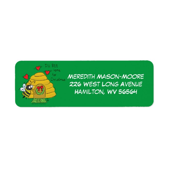 Cute Christmas Bee Funny Holiday Cartoon (Front)