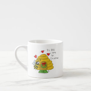 Cute Christmas Bee Funny Holiday Cartoon Espresso Cup