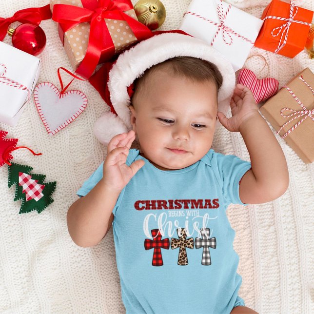 Cute Christmas Begins With Christ Religious Baby Bodysuit (Creator Uploaded)