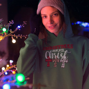 Cute Christmas Begins With Christ Religious Hoodie
