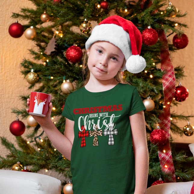 Cute Christmas Begins With Christ Religious T-Shirt (Creator Uploaded)