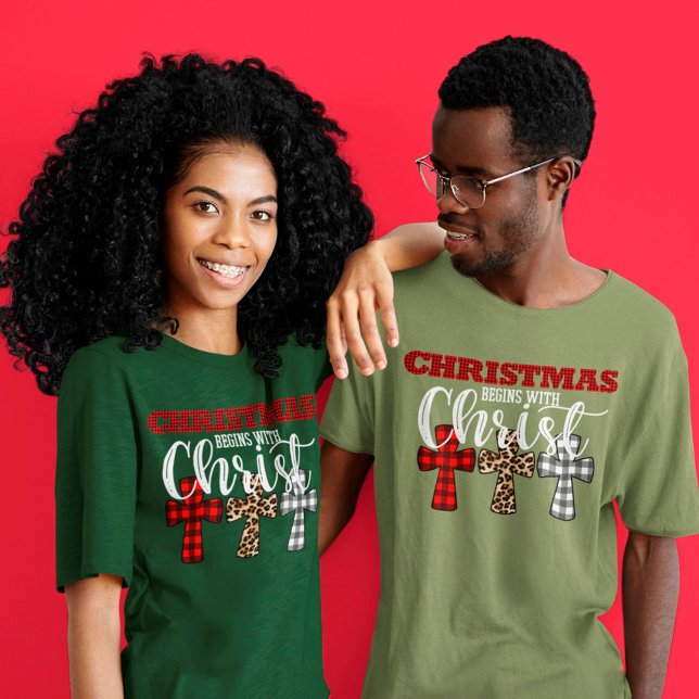 Cute Christmas Begins With Christ Religious Unisex T-Shirt (Creator Uploaded)