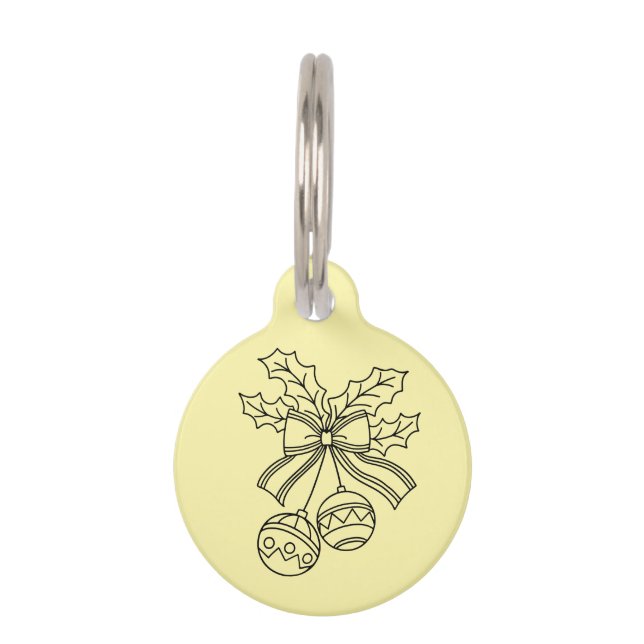Cute Christmas bell Line Art Pet Tag (Front)