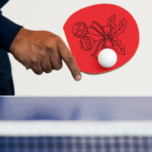 Cute Christmas bell Line Art Ping Pong Paddle