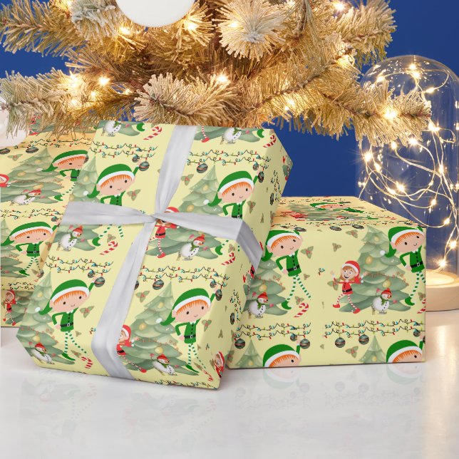 Cute Christmas bell Line Art Wrapping Paper (Holidays)