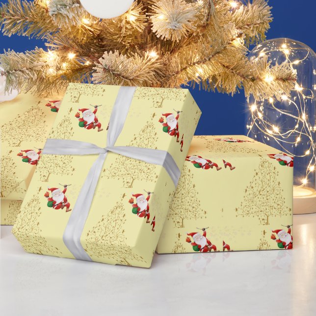 Cute Christmas bell Line Art Wrapping Paper (Holidays)