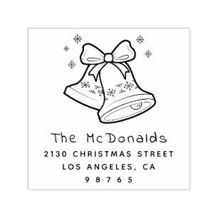 Cute Christmas Bells Family Name Return Address Self-inking Stamp