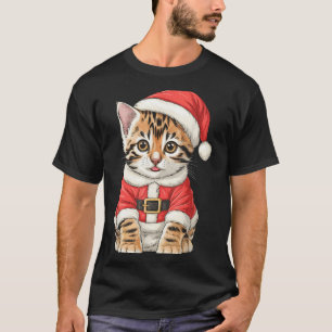 Cute Christmas Bengal Cat Santa T-Shirt