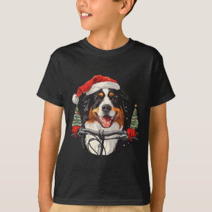 Cute Christmas Bernese Mountain Dog Riding A Bike T-Shirt