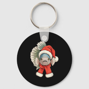 Cute Christmas Betta Fish Santa Key Ring
