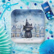 Cute Christmas Black Cat Festive Holiday