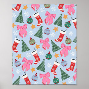 Cute Christmas Blue Poster